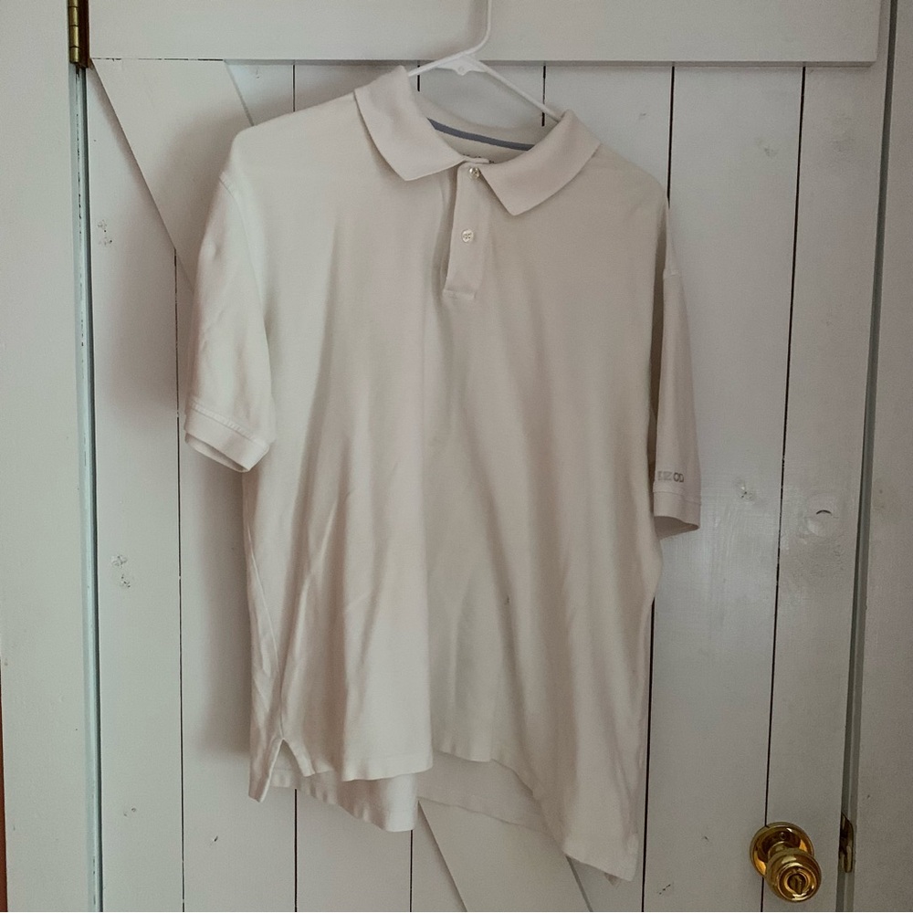 Avant Garde Distressed White Polo Shirt Women's Collared Polo Athleisure Utility